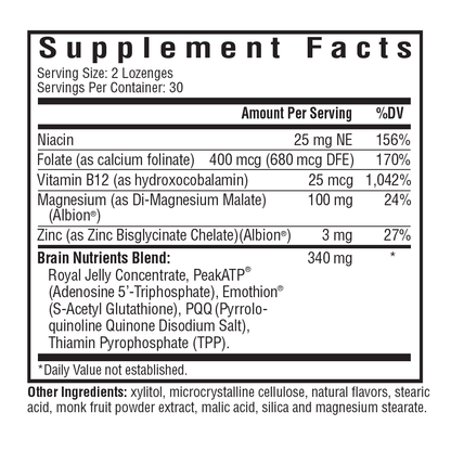 Nutrition facts of Brain Nutrients